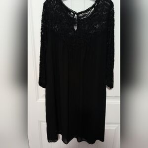 New Black Lace Midi Dress / Size 3X